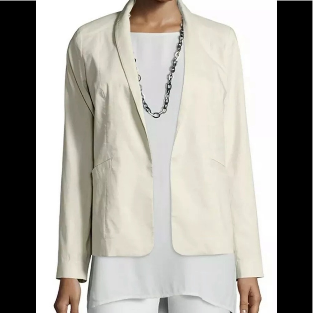 Eileen Fisher Jacket Polished Stretch Ramie Sz 14